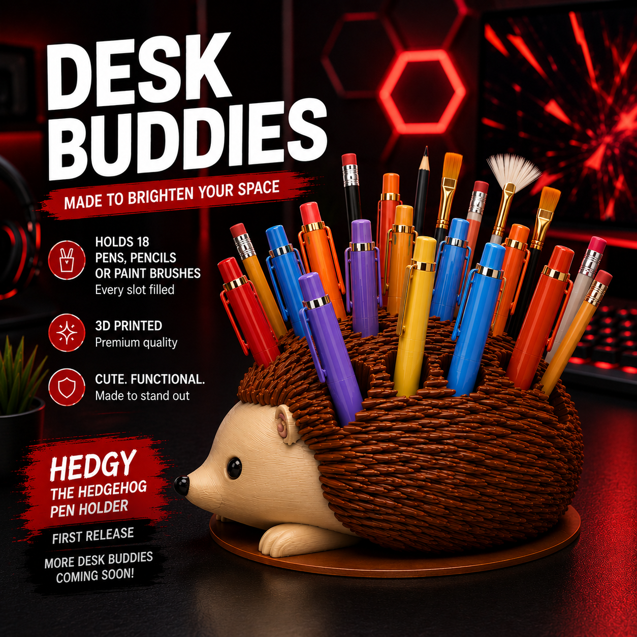 Hedgy the Hedgehog – Desk Buddy Pen Holder