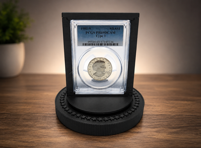 Rotating Coin Display Stand | 3D Printed Spinning Holder for PCGS Graded Coins