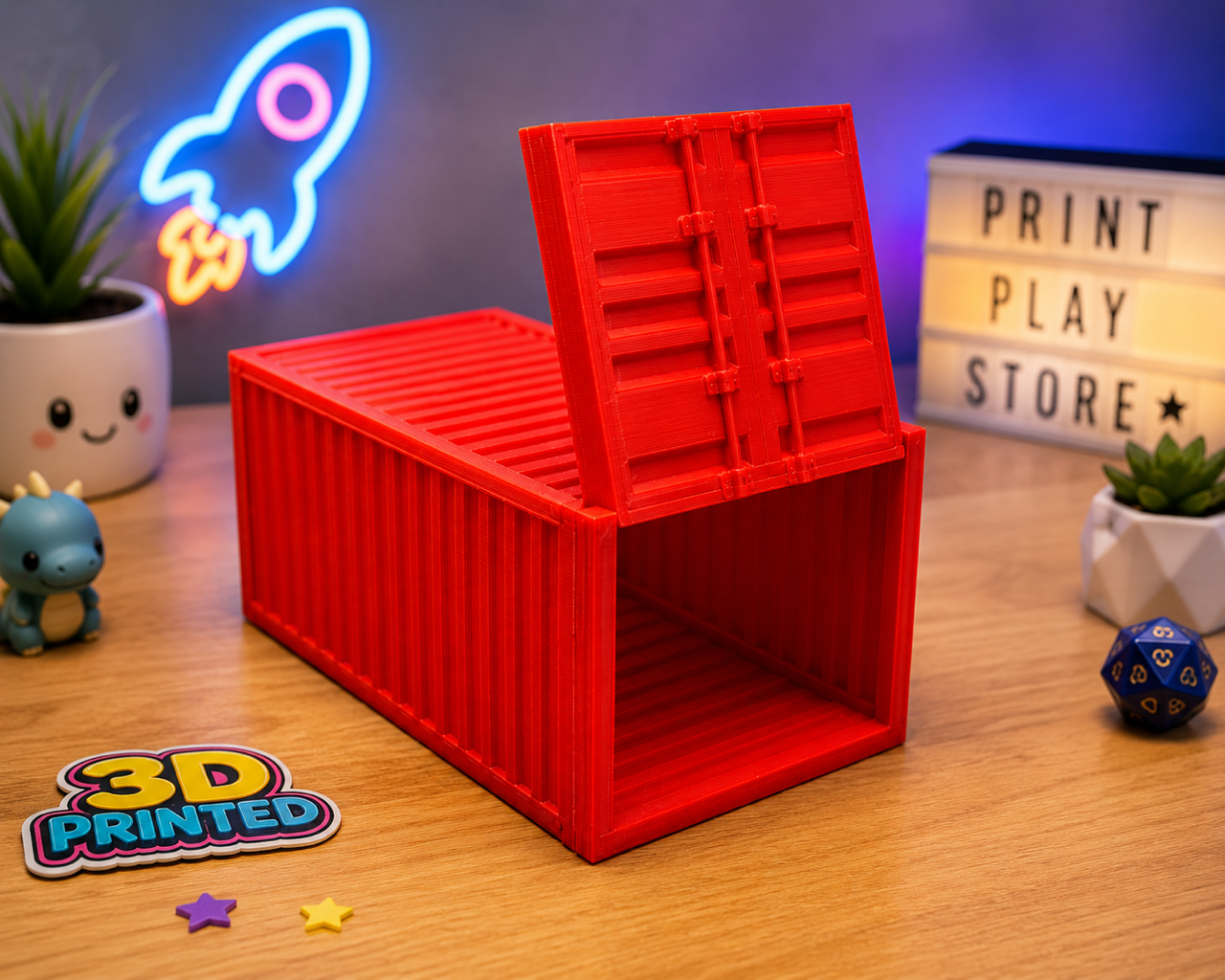 Industrial Shipping Container Storage Box | 3D Printed Organizer